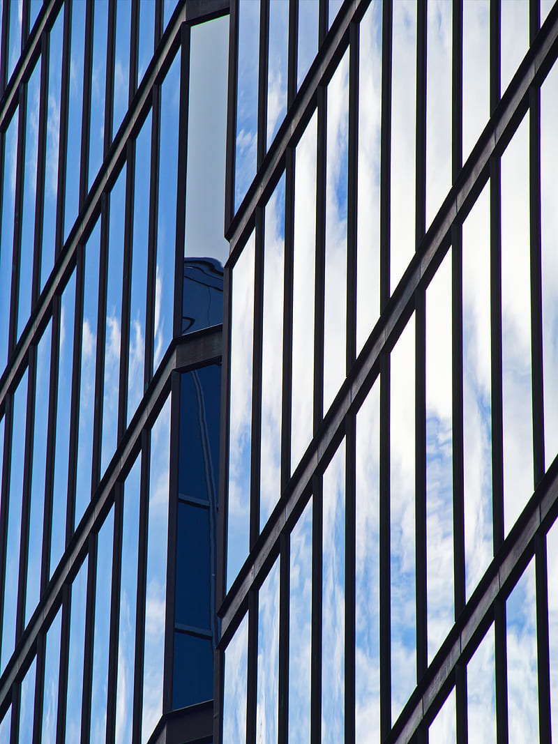glass, reflection, facade, building, HD phone wallpaper