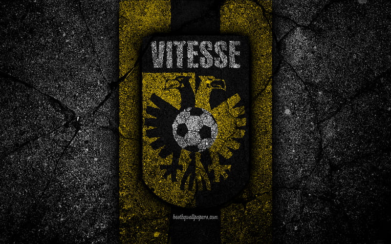 Vitesse FC, logo, Eredivisie, soccer, grunge, Holland, football club, Vitesse, asphalt texture, FC Vitesse, HD wallpaper