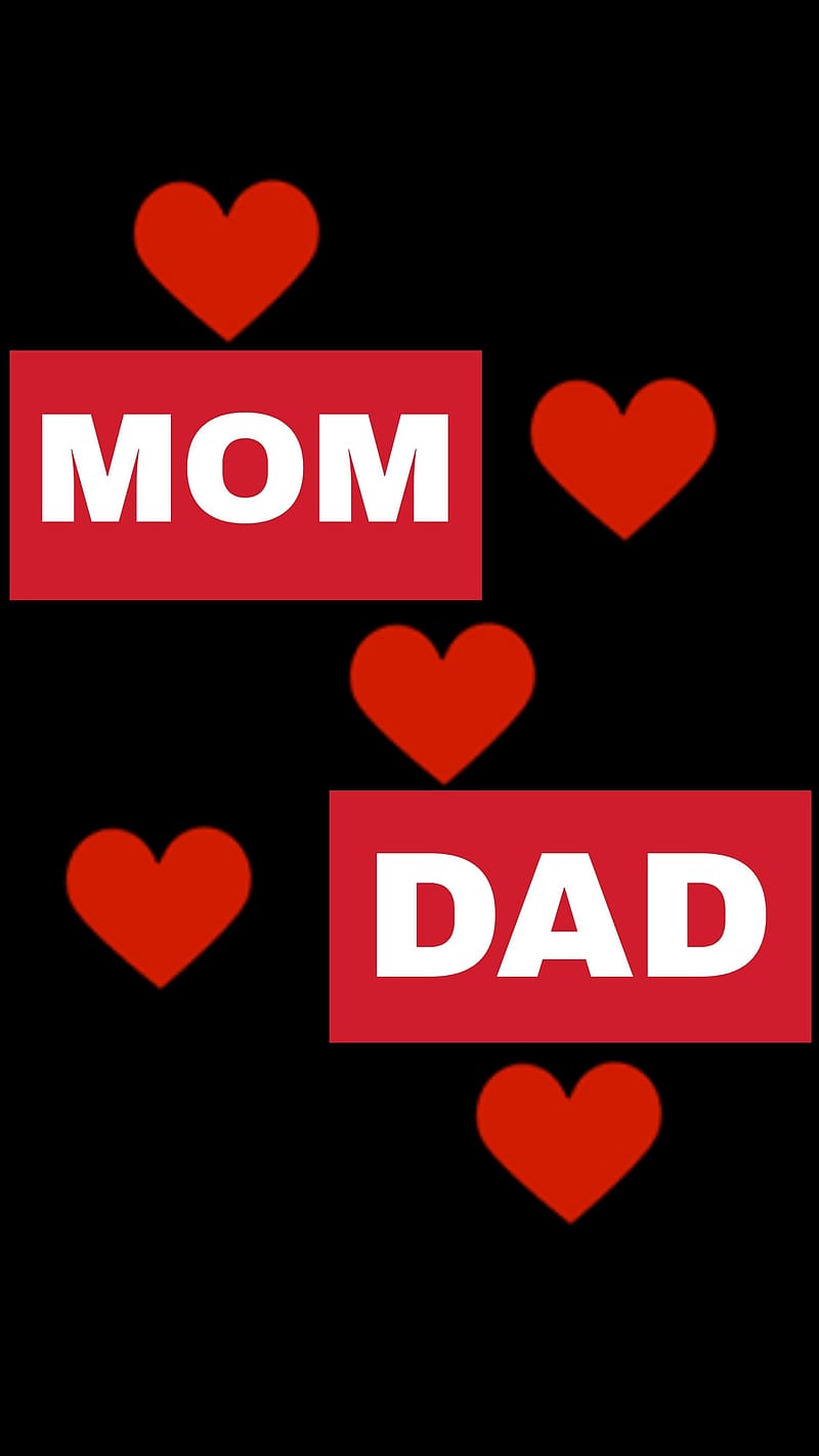 Mom Dad Love, Hearts, black background, HD phone wallpaper | Peakpx