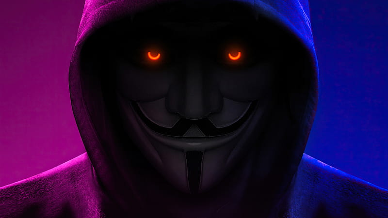 Anonymous with Orange Eyes, HD wallpaper