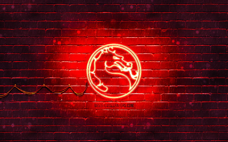 Mortal Kombat red logo red brickwall, Mortal Kombat logo, 2020 games, Mortal Kombat neon logo, Mortal Kombat, HD wallpaper