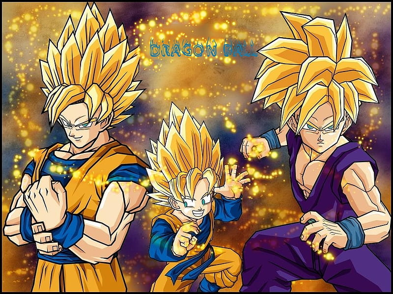 Goku, Gohan, and Goten, goten, goku, gohan, HD wallpaper