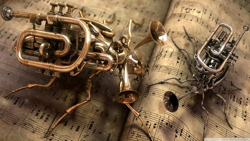 Steampunk Music, Music, Steampunk, Abstract, graphy, HD wallpaper
