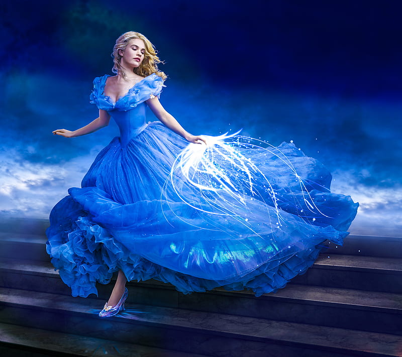 Cinderella, blue, magic, HD wallpaper