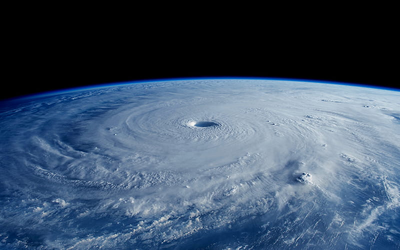 eye of hurricane, cyclone, view from space, Earth, storm from space, hurricane view from space, HD wallpaper