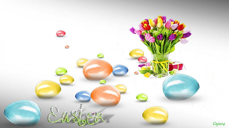 Easter, flovers, eggs, bouquet, HD wallpaper