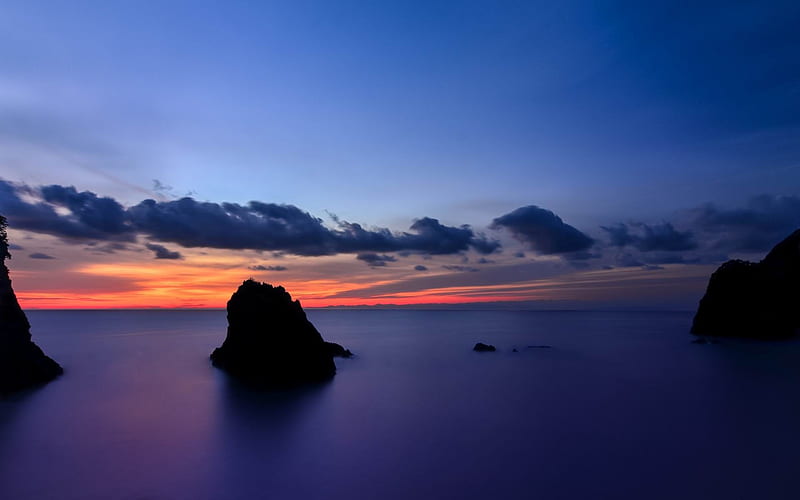 prefecture island beach cliffs ocean-landscape, HD wallpaper