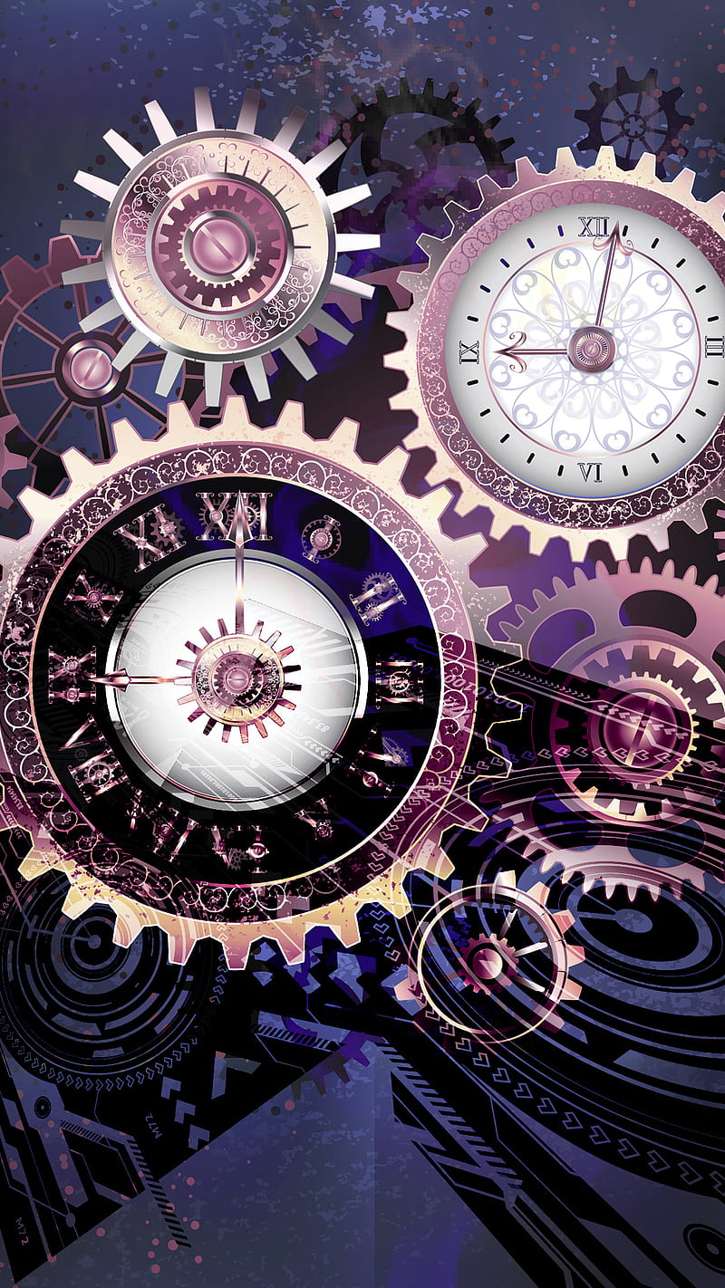 steampunk clock background