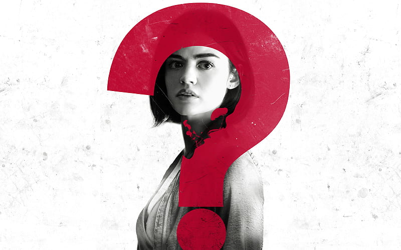 Truth or dare, 2018, Lucy Hale, poster Thriller, question mark, American horror film, HD wallpaper