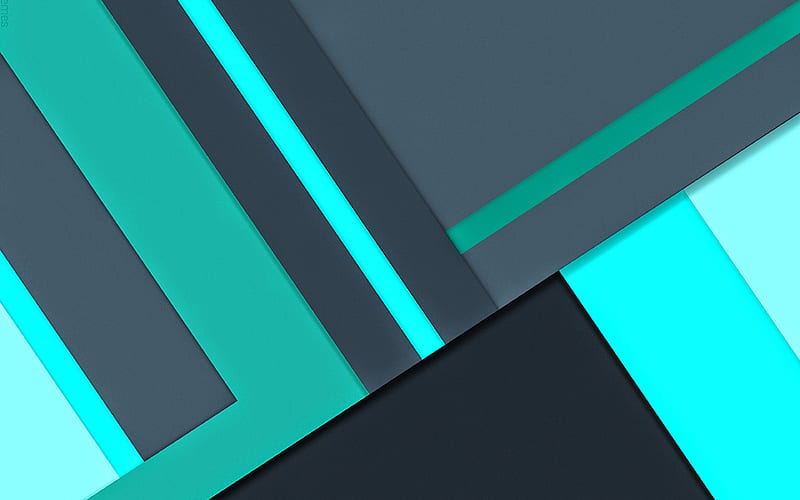 material design, turquoise and gray, turquoise lines, geometric shapes, lollipop, triangles, creative, strips, geometry, turquoise backgrounds, HD wallpaper