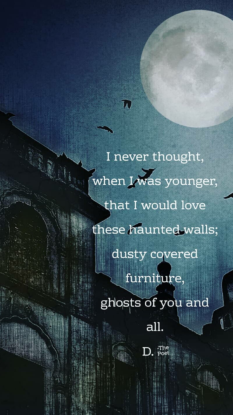 Haunted Home, creepy, d the poet, full moon, halloween, haunted, haunted house, haunting, moon, night, october, HD phone wallpaper