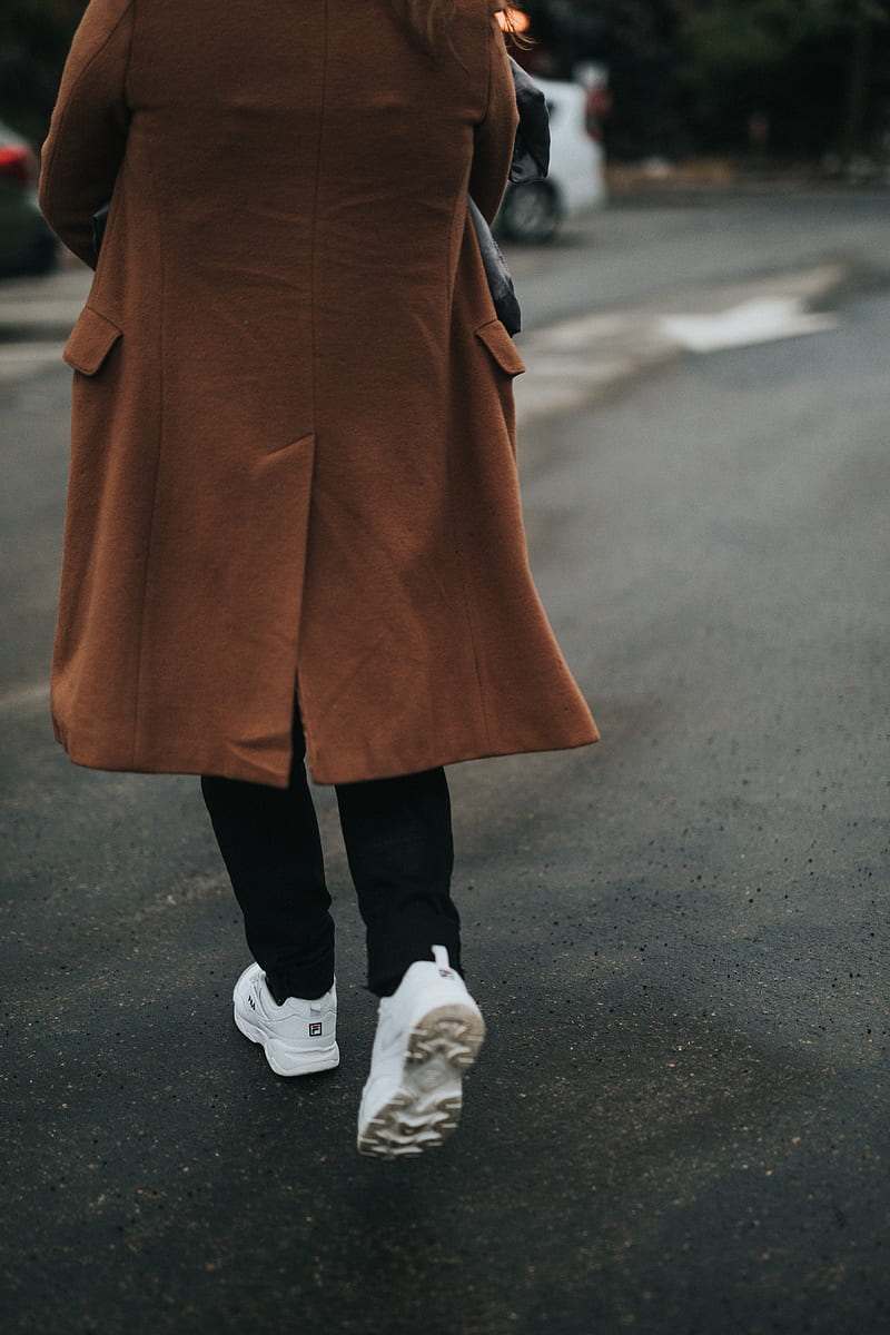person, clothes, coat, sneakers, style, HD phone wallpaper