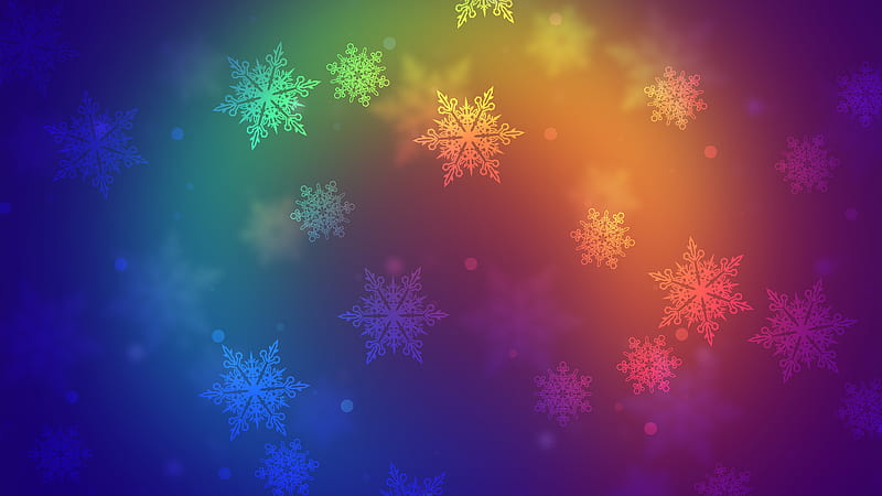 snowflakes, christmas 2019, abstract, rainbow colors, gradient, Abstract, HD wallpaper