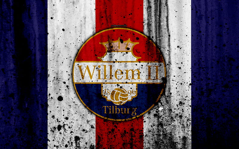 FC Willem II Eredivisie, grunge, logo, soccer, football club, Netherlands, Willem II, art, stone texture, Willem II FC, HD wallpaper