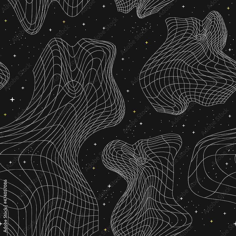 Deformed flex distorted grid in space, psychedelic acid lines seamless pattern.Vector graphic illustration.Psychedelic grid, distortion, techno, acid trippy seamless pattern print Stock Vector, HD phone wallpaper