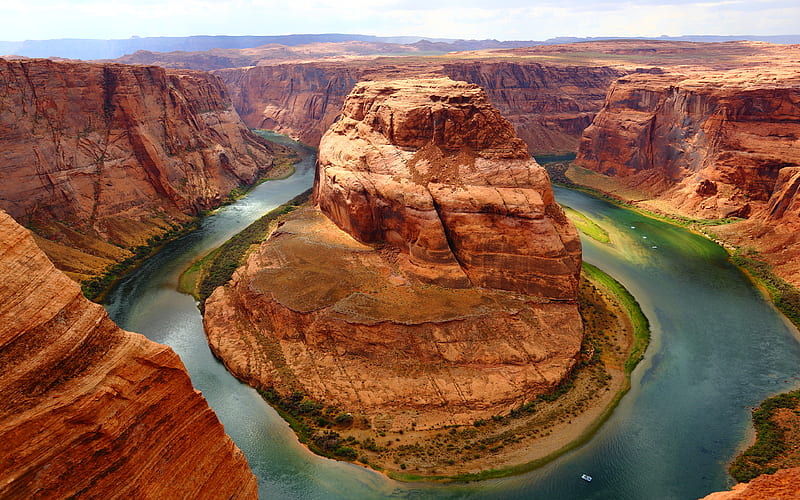 Horseshoe Bend rocks, river, Glen Canyon, America, USA, HD wallpaper
