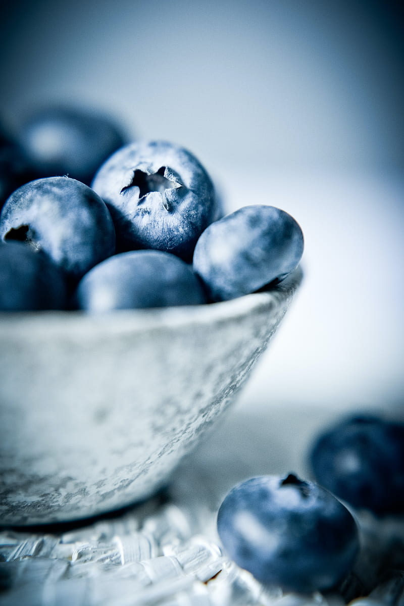 blueberries, berries, fruits, bowl, HD phone wallpaper