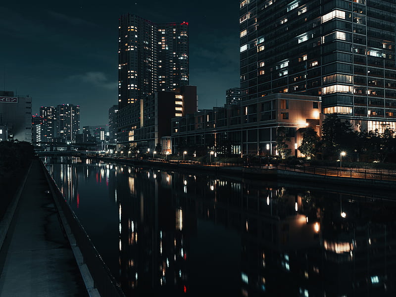 Buildings, night city, river, tokyo, HD wallpaper | Peakpx