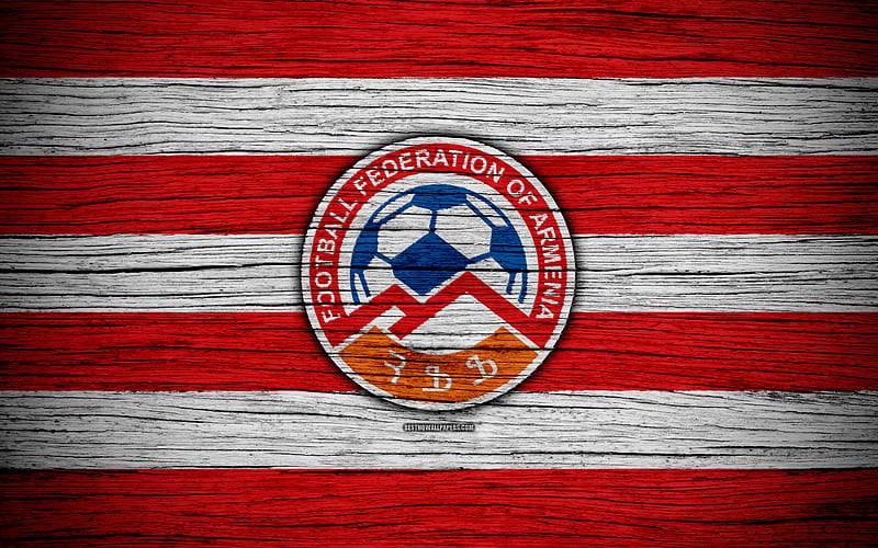 Armenia national football team, logo, Europe, football, wooden texture, soccer, Armenia, European national football teams, Armenian Football Federation, HD wallpaper