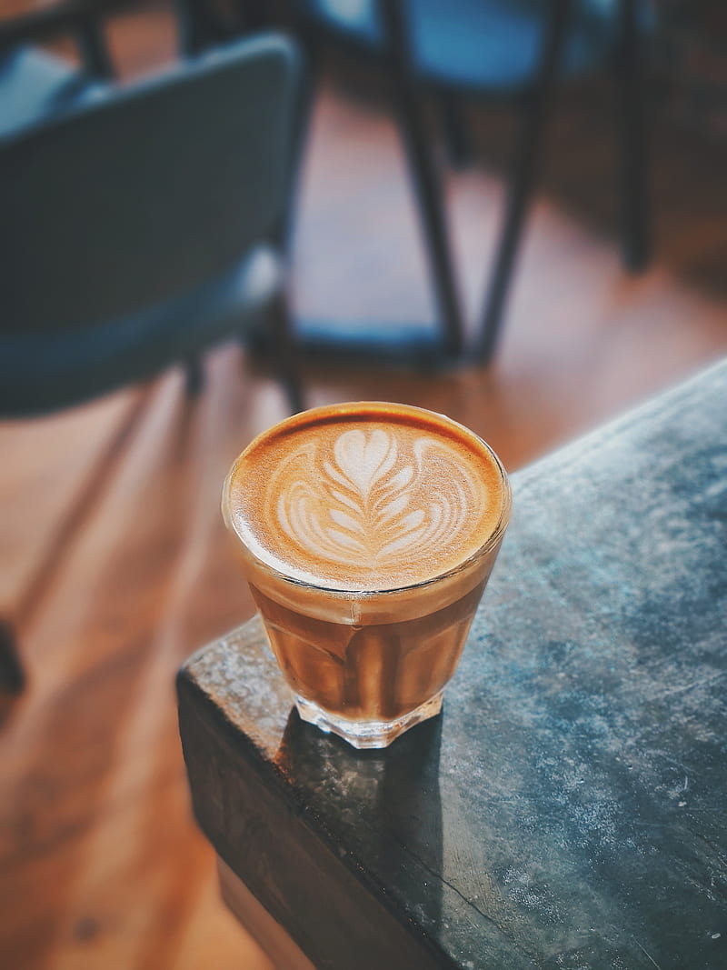 cappuccino, coffee, foam, drink, pattern, glass, HD phone wallpaper