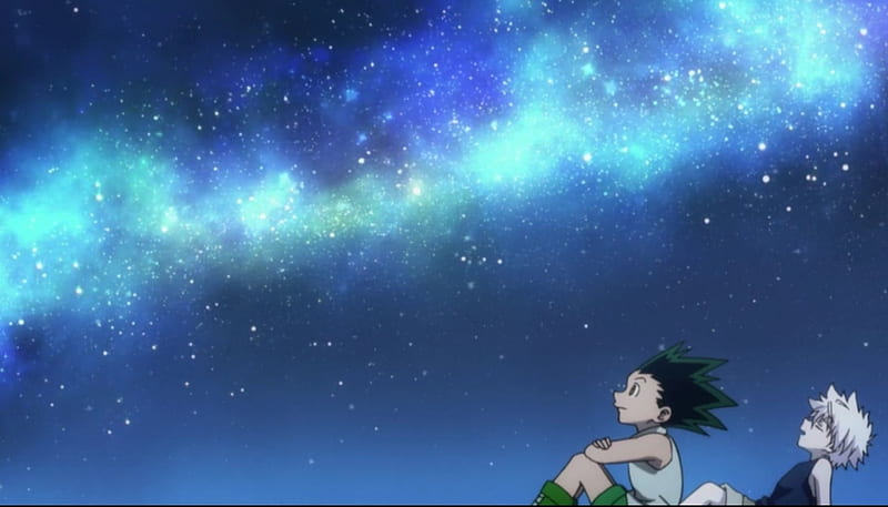 Killua gon, hunter x hunter, stars, anime, duo, HD wallpaper