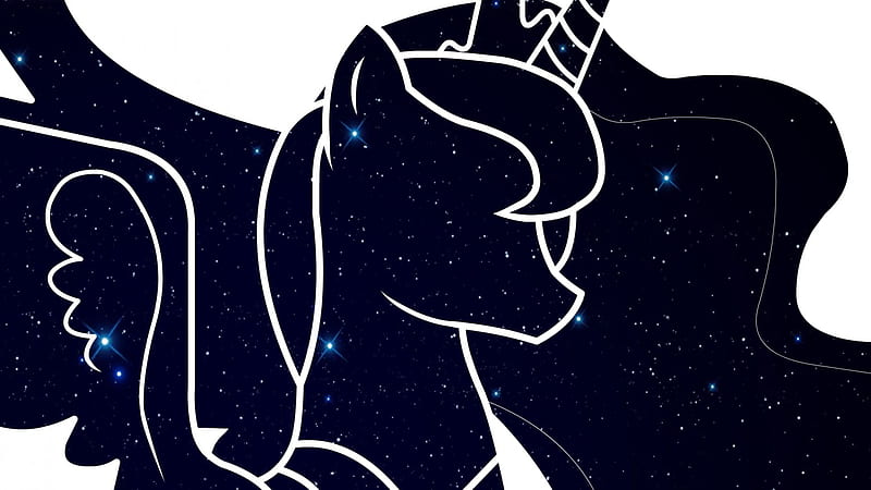 Princess Luna, Stars, Night Sky, Sky, My Little Pony, Friendship is Magic, Cartoon, moon, Night, Alicorn, HD wallpaper