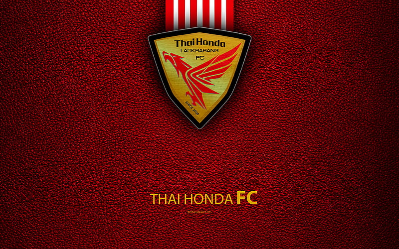 Thai Honda FC Thai Football Club, logo, emblem, leather texture, Bangkok, Thailand, Thai League 1, football, Thai Premier League, Thai Honda Ladkrabang, HD wallpaper