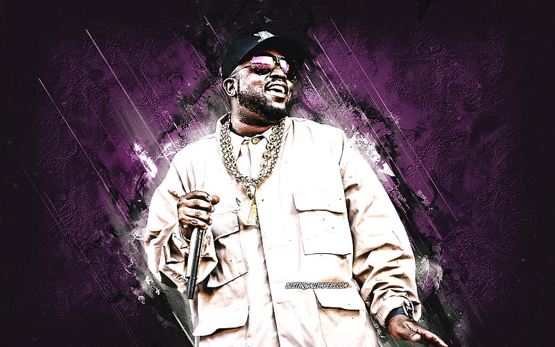 Big Boi, American rapper, Antwan Andre Patton, portrait, purple stone background, creative art, HD wallpaper