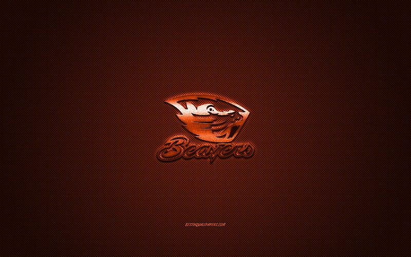 Oregon State Beavers logo, American football club, NCAA, orange logo, orange carbon fiber background, American football, Corvallis, Oregon, USA, Oregon State Beavers, HD wallpaper
