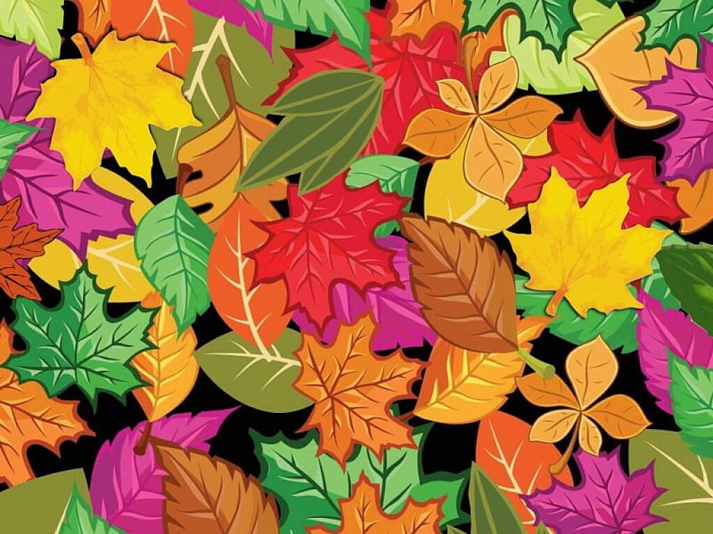 Leaves Of Colour, Variety, Black, Leaves, Colour, HD wallpaper