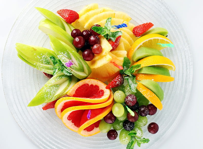 Fruit Salad, apple, pineapple, delicious, orange, food, fruits, fruit, grape, grapefruit, HD wallpaper
