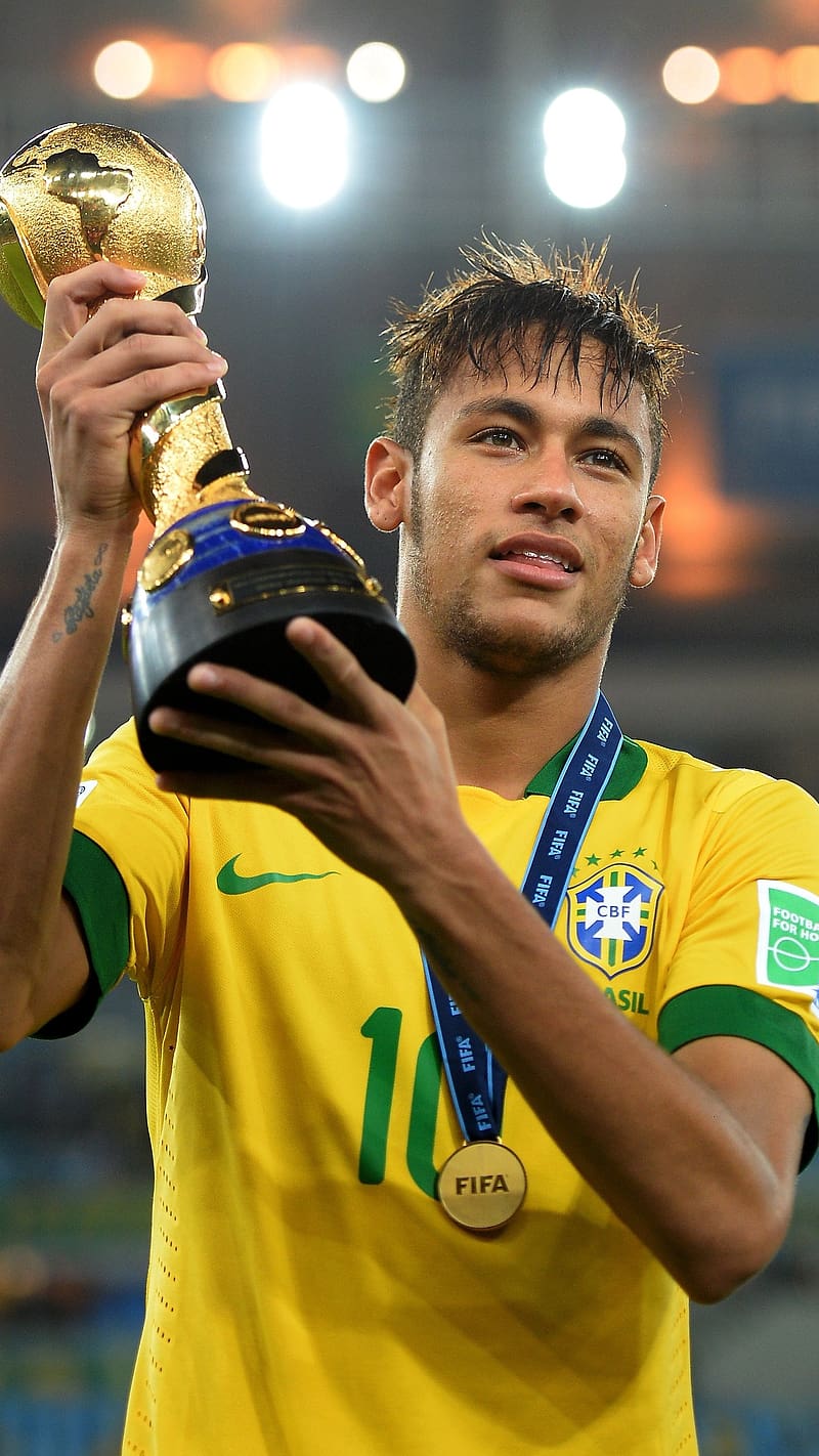 Messi Ronaldo Neymar, trophy, football player, HD phone wallpaper