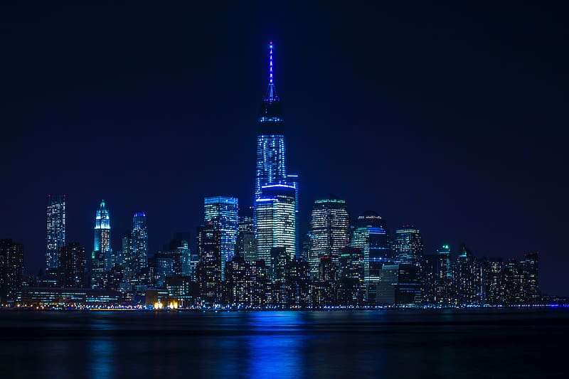 Cities, Night, Architecture, City, Skyscraper, Building, New York, Manhattan, HD wallpaper