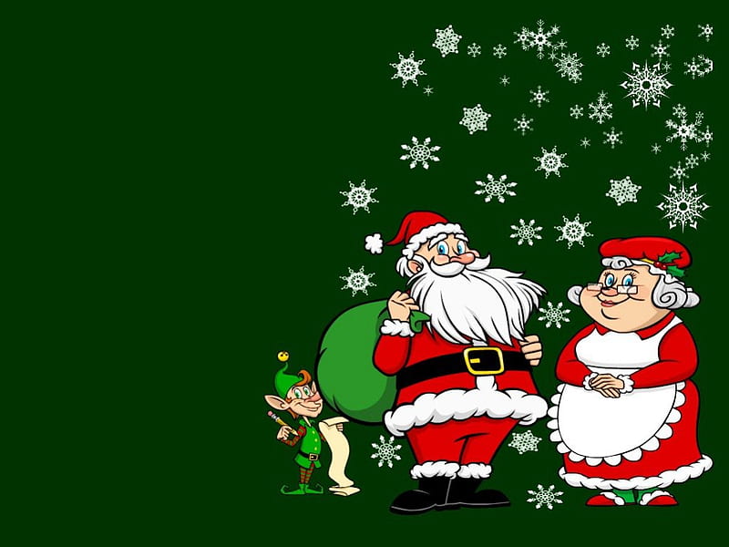 Mr and Mrs Claus and the Little Helper, it a wonderful life, santa and family, santa gets ready for christmas, the claus family, HD wallpaper