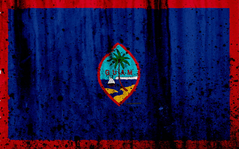 Guam flag grunge, flag of Guam, Oceania, Guam, national symbols, Guam national flag, HD wallpaper