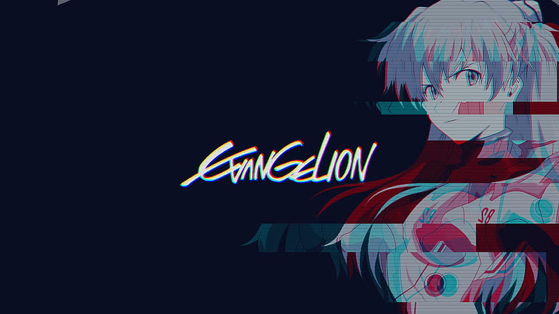 / Neon Genesis Evangelion, Asuka Langley Soryu, simple background, glitch art, Glitch Girl, HD wallpaper