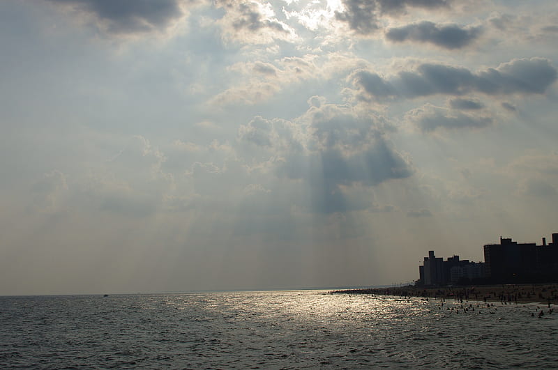Coney Island sky, coney island, water, brooklyn, sunset, sky, HD wallpaper