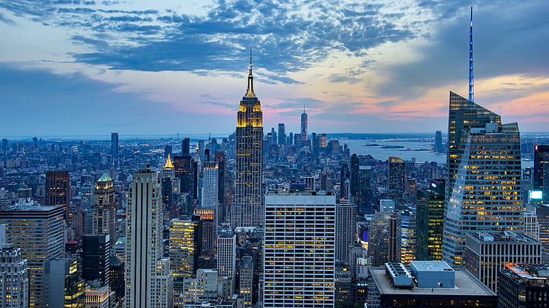 Blue Aesthetic New York City Buildings Sky Background Blue Aesthetic, HD wallpaper