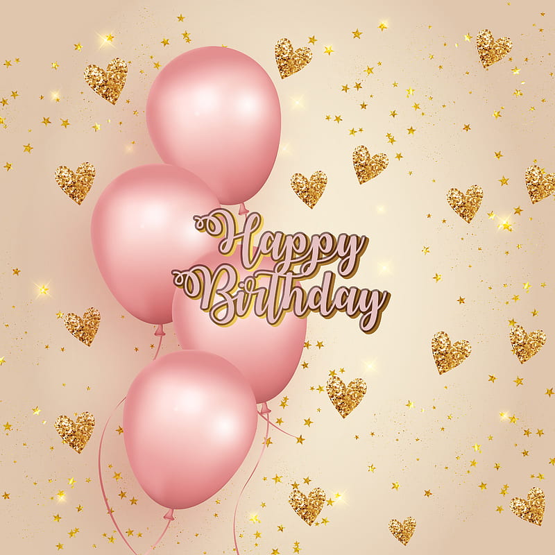 B-day, Celebrate, Happy Birtay, balloons, birtay, happy, heart, love, pastel, pink, HD wallpaper