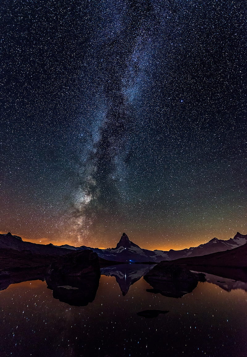 Cervino, mountain, milky, galaxy, night, HD phone wallpaper