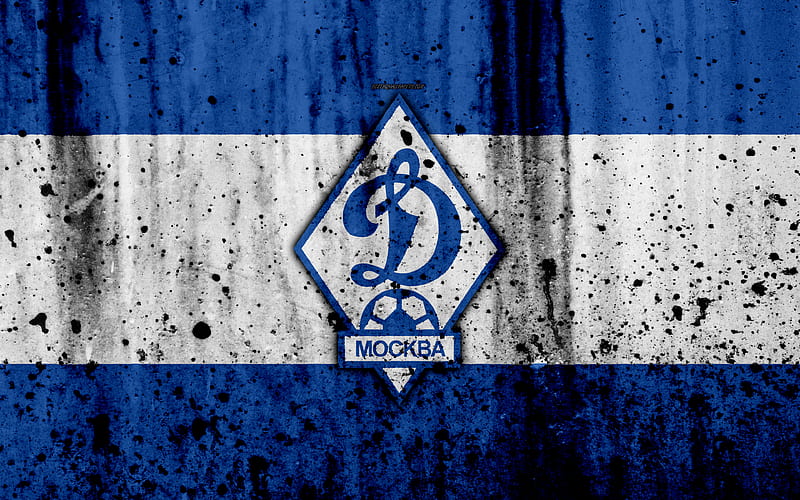 FC Dynamo Moscow, grunge, Russian Premier League, art, soccer, football club, Russia, Dynamo Moscow, logo, stone texture, Dynamo Moscow FC, HD wallpaper