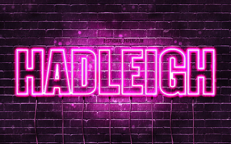 Hadleigh with names, female names, Hadleigh name, purple neon lights, Happy Birtay Hadleigh, with Hadleigh name, HD wallpaper