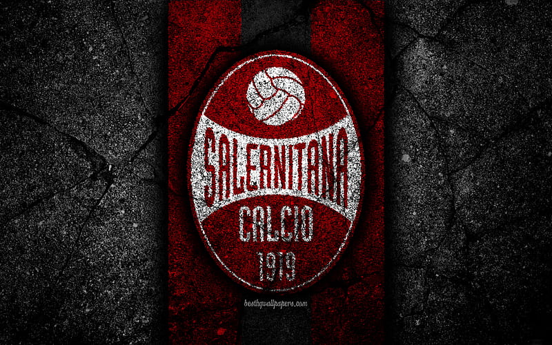 Salernitana FC, logo, Serie B, football, black stone, Italian football club, soccer, emblem, Salernitana, asphalt texture, Italy, FC Salernitana, HD wallpaper