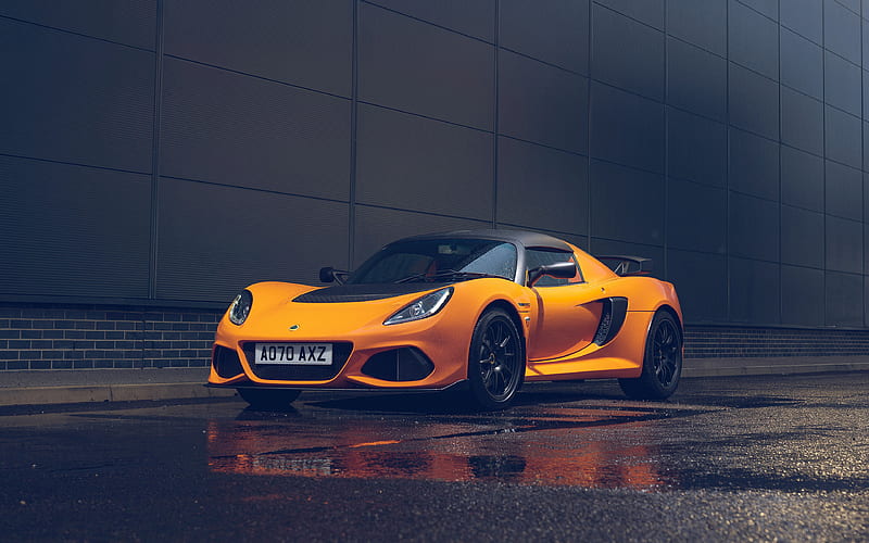 Lotus Exige Sport 390 Final Edition, 2021, front view, exterior, orange sports coupe, new orange Exige, British sports cars, Lotus, HD wallpaper
