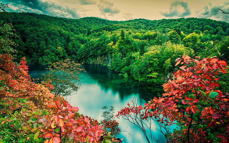 Plitvice Lakes National Park beautiful nature, autumn, waterfalls, R, Croatian landmarks, Europe, Croatia, Croatian nature, HD wallpaper