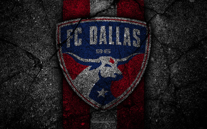 FC Dallas, MLS, asphalt texture, Western Conference, black stone, football club, USA, Dallas, soccer, logo, Dallas FC, HD wallpaper