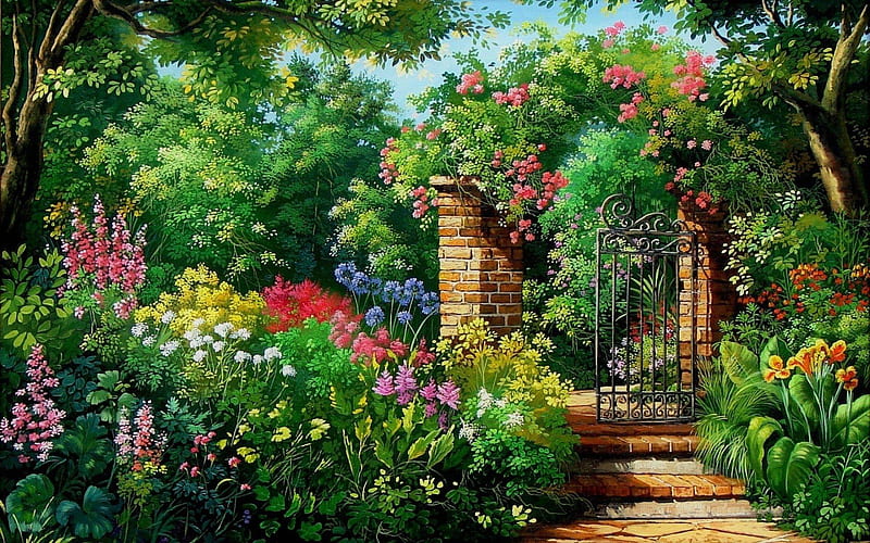English Garden, English Flower Garden, HD wallpaper