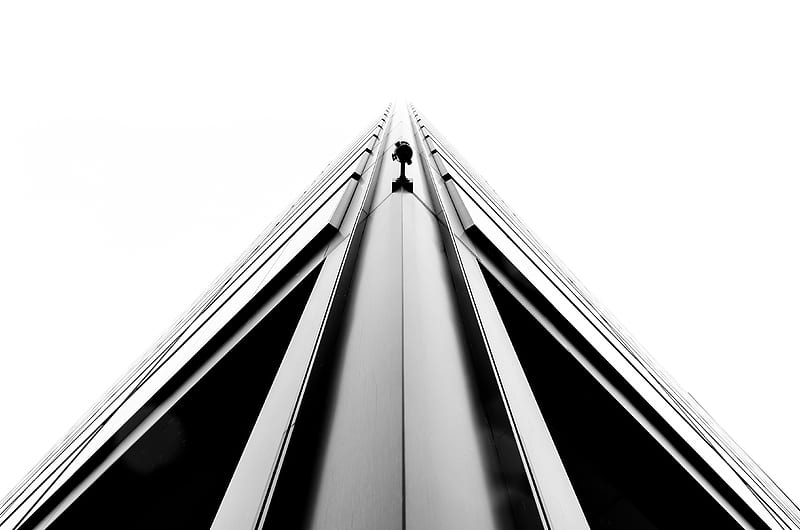 A monochrome shot of a sharp edge on a corner of a tall building, HD wallpaper