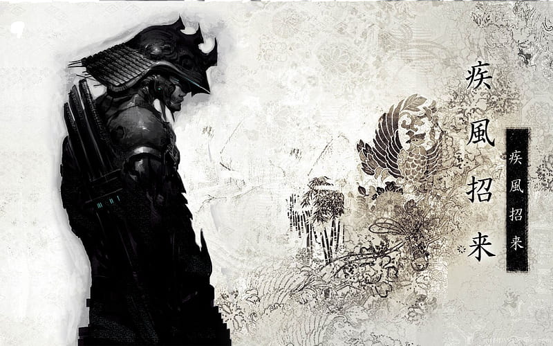 2019 Samurai, modified, samurai, waterpaint, black, flood, white, HD wallpaper