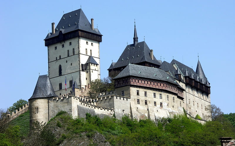 Karlstejn Castle, Bohemia, bohemia, architecture, monument, karlstejn, czech, summer, castle, HD wallpaper